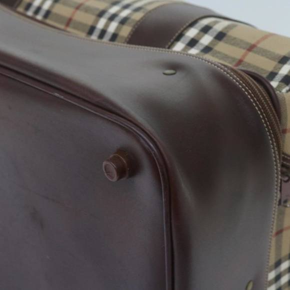 Burberrys Nova Check Hand Bag PVC Leather Beige Auth 69121 - Picture 9 of 16